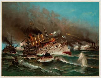 Sinking of Russian cruiser Varyag at Battle of Chemulpo Bay, 1904