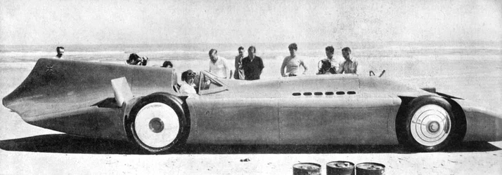 Sir Malcolm Campbell in Bluebird, Daytona Beach, Florida, 7th March 1935