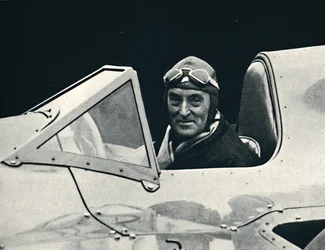 Sir Malcolm Campbell at the Wheel of Bluebird