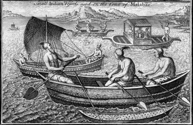 Small vessel used on the coast of Malabar Cochin, India, c18th century