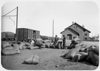Soldiers of the French Foreign Legion at a railway yard, Syria, 20th century