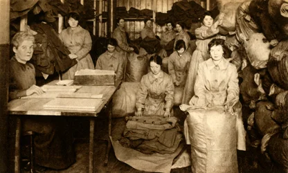 Sorting uniforms at the WAAC clothing store, First World War