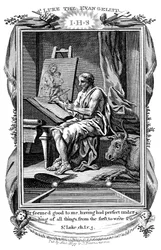 St Luke the Evangelist Writing His Gospel
