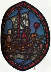 St Nicholas Window in the Jerusalem Chamber of Westminster Abbey: Nicholas and the False Pilgrim
