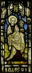 Stained Glass Panel with St. Barbara, British, ca. 1450.