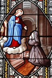 Stained glass depicting Saint Marguerite-Marie Alacoque, La Cavalerie, France