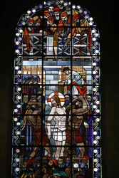 Stained glass in Notre Dame du Rosaire catholic church: Christ