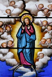 Stained glass in Saint-Louis cathedral: Virgin Mary, Blois, France