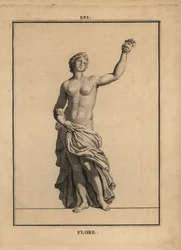 Statue of Flora, Roman goddess of flowers and spring, holding a posy of flowers