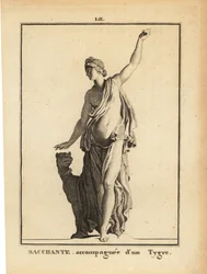 Statue of a Bacchante, Follower of the Roman God of Wine Bacchus, with a Tiger