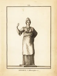 Statue of the Roman goddess of wisdom Minerva Callimorphos, with helmet