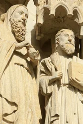Statues in the Splay and the Left Sidewall of the Central Portal: Apostles St. James the Less and St. Thomas, Amiens Cathedral