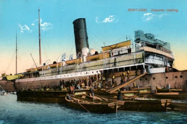 Steamer coaling, Port Said, Egypt, 20th century