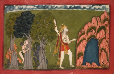 Sugriva Monkey General Challenges his Brother Bali, c. 1720