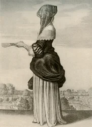 Summer - Usual summer dress of an English lady, reign of Charles I, c1620-1640