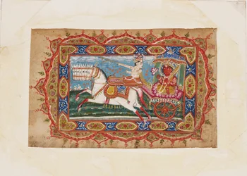 Surya, the Sun God, in a chariot drawn by seven horses