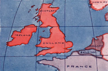 The British Isles and Northern Europe at Noon in Spring or Autumn