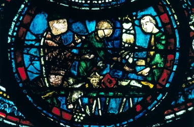 The Butchers, stained glass, Chartres Cathedral, France