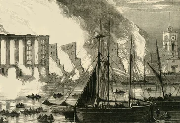 The Great Fire at Cottons Wharf, Tooley Street, 1861