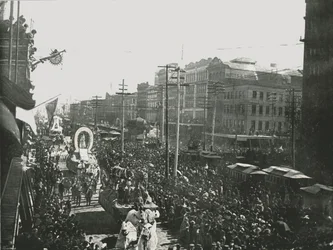 The Mardi Gras parade in Canal Street, New Orleans, USA, 1895