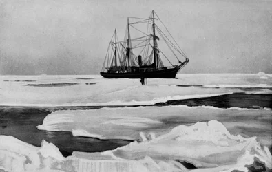The Nimrod Pushing Her Way Through Open Pack-Ice, c1909-1928