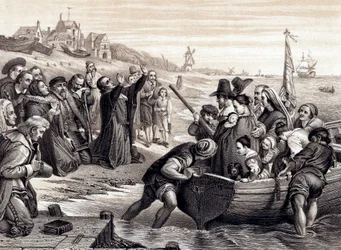 The Pilgrim Fathers Leaving Delft Haven on Their Voyage to America, July 1620