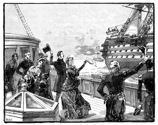 The Queen Waving Farewell to the Duke of Wellington Flagship, c1850s, 1888