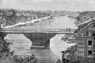 The Srinagar Bridge over the River Jhelum, Pakistan