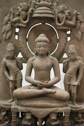 The Victoria and Albert Museum. The Jina Rishabhanatha. 800-900. Sandstone. Northern India. United Kingdom