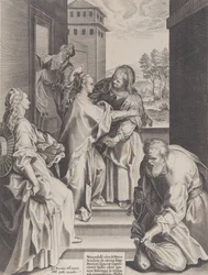 The Visitation, the Virgin and Saint Elizabeth Embracing in the Center