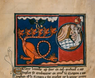 The Woman and the Dragon. Miniature from: Apocalypse de saint Jean