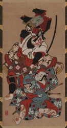 The Armor-Pulling Scene from a Soga Play, Edo Period, 1615-1868