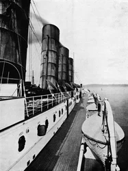 The Boat Deck of the Lusitania, Showing Lifeboats