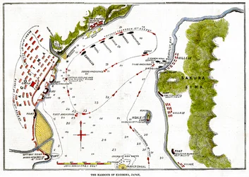 The bombardment by the Royal Navy of the harbour of Kagoshima, Japan, 1863