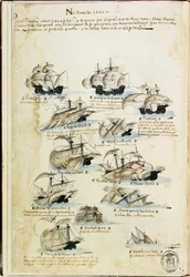 The Fleet of Pedro Álvares Cabral in 1500. From Livro das Armadas, ca 1568