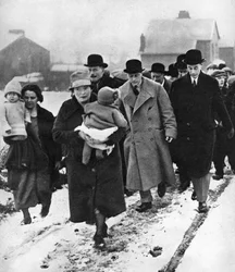 The future Edward VIII walking in the snow in Winlaton, County Durham