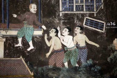 The Interior of the Silver Pagoda Compound Walls Covered with Murals Depicting Stories from the Reamker (Khmer Version of the Ramayana)
