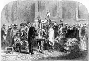 The President of the United States Inducing the Hostile Tribes to Shake Hands