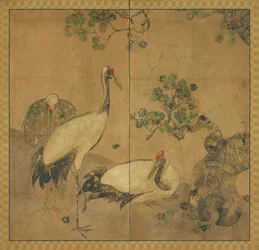 Three Cranes Under a Tree, Edo Period, 1615-1868