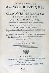Title Page to La Nouvelle Maison Rustique, ou Economie Générale