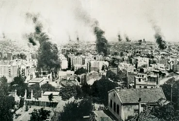 Tragic Week 1909, Fire of convents. Image published in the magazine 