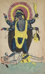 Two Aspects of Kali: Kali Dancing on Shiva, c. 1880 - 1890