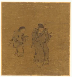 Two Male Figures with a Toad