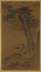 Two Figures on a Hillside Under Trees, Ming or Qing Dynasty, 17th Century
