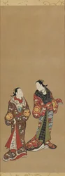Two tall women in dark robes, Edo period, 1615-1868