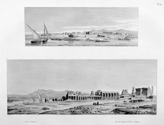 View of Luxor and the Temple of Thebes at Luxor, Egypt