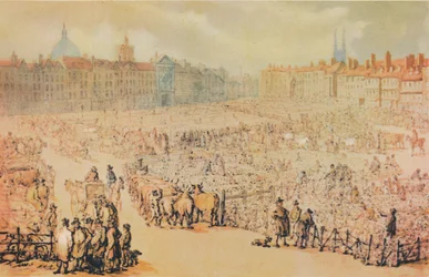 View of Smithfield Market, London, 1810