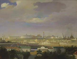 View of the Moscow Kremlin from the Bolotnaya Marsh Square, Mid 19th Century
