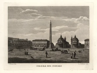 View of the Piazza del Popolo with ancient obelisk from Heliopolis