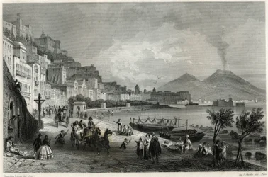 View of the port and the city of Naples in the 19th century, in the book on the Mediterranean by Louis Enault, French journalist and traveller